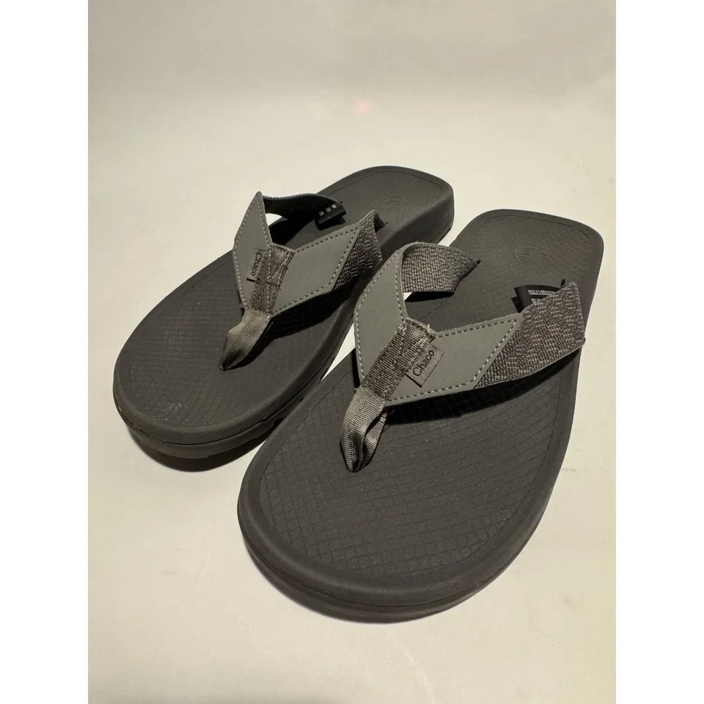Chaco Flip Sandals Mens 7 Pitch Grey Lowdown Thong LUVSEAT Arch Support Vegan